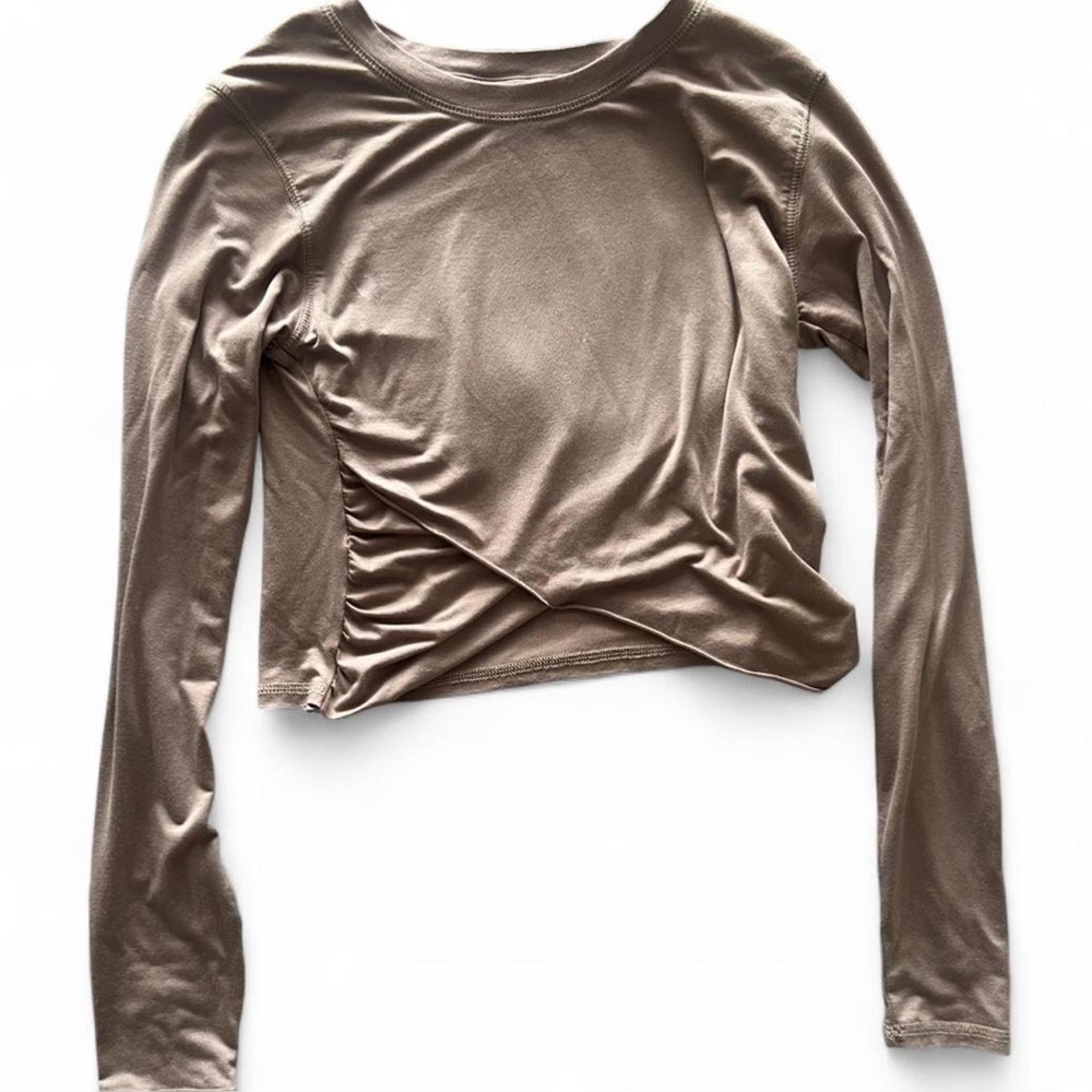 Taupe cropped Long Sleeve Top